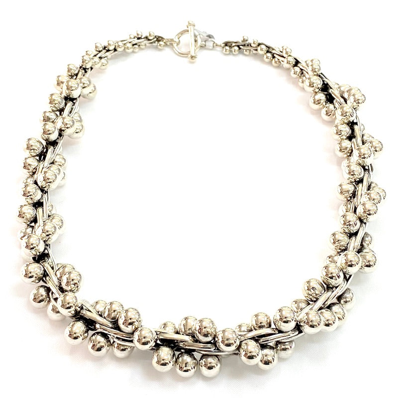 Gorgeous Large Size Silver Pearls Design Necklace