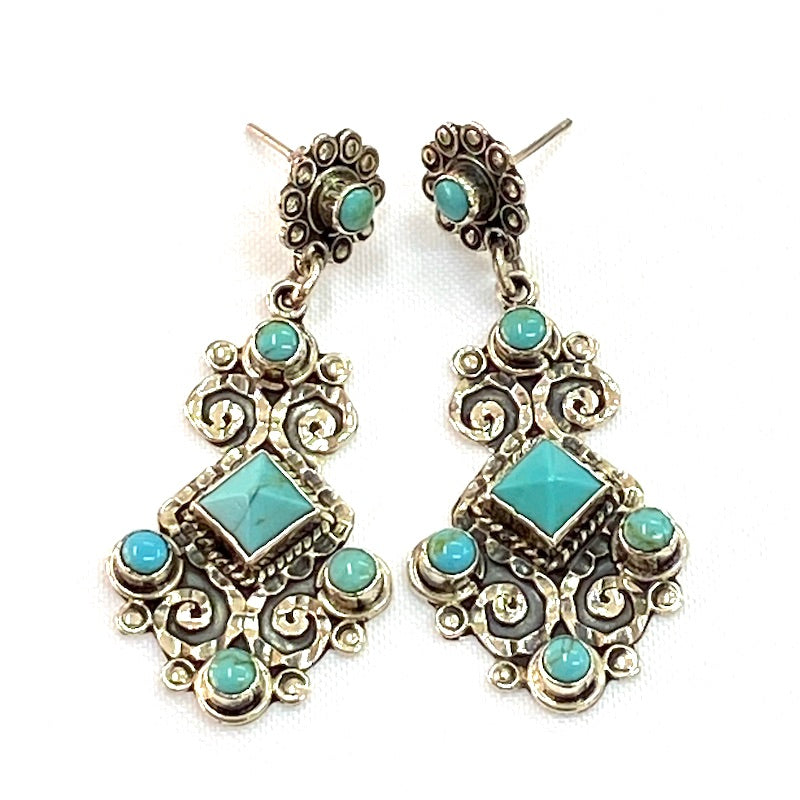 Gorgeous Barroco Style Turquoise Earrings
