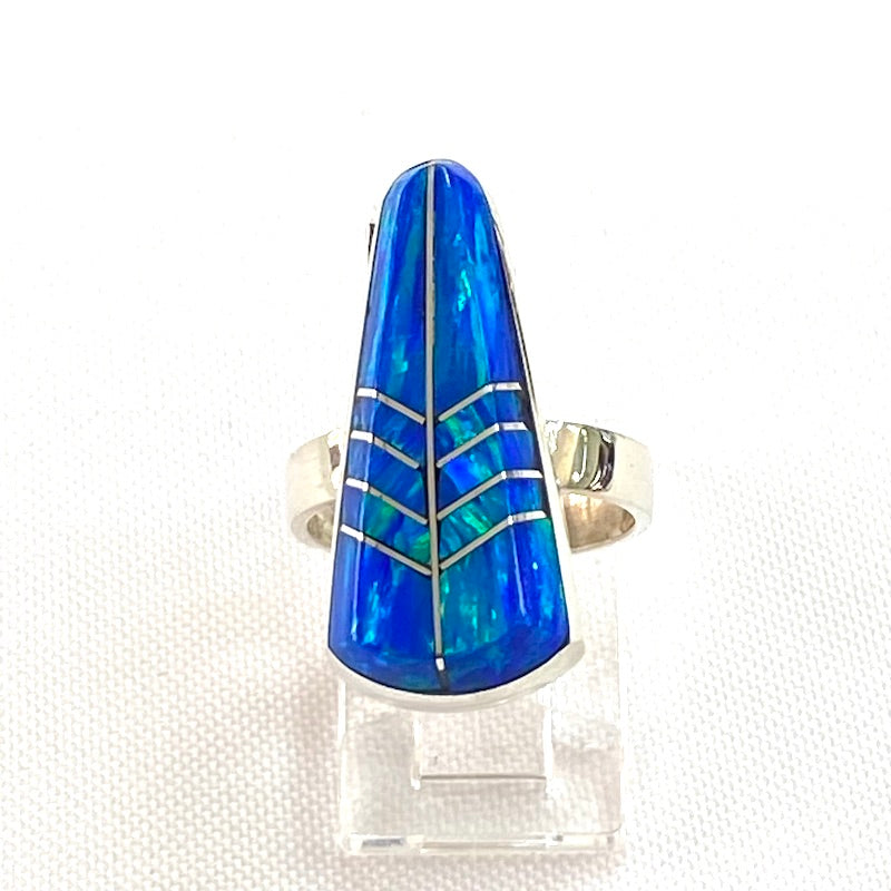 Stunning Dark Blue Opal Silver Ring