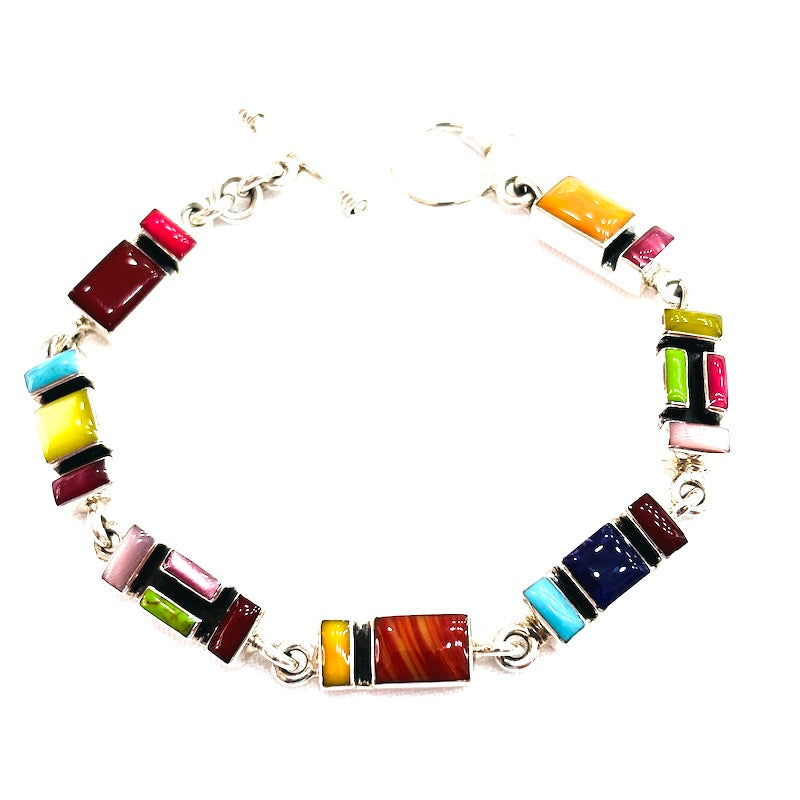 Colorful Gemstones Silver Bracelet