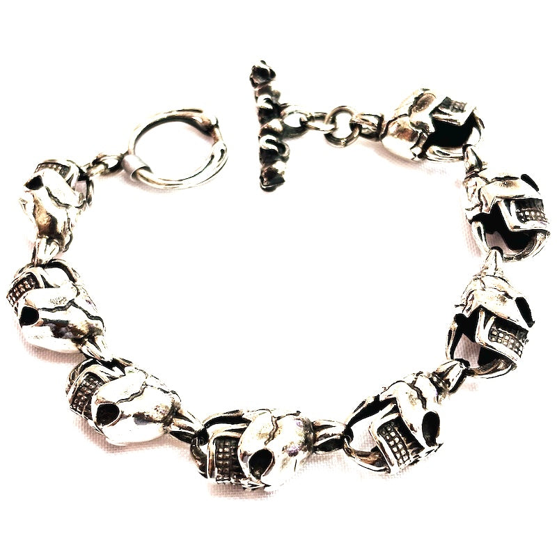 Strong Skull Links Silver Bracelet