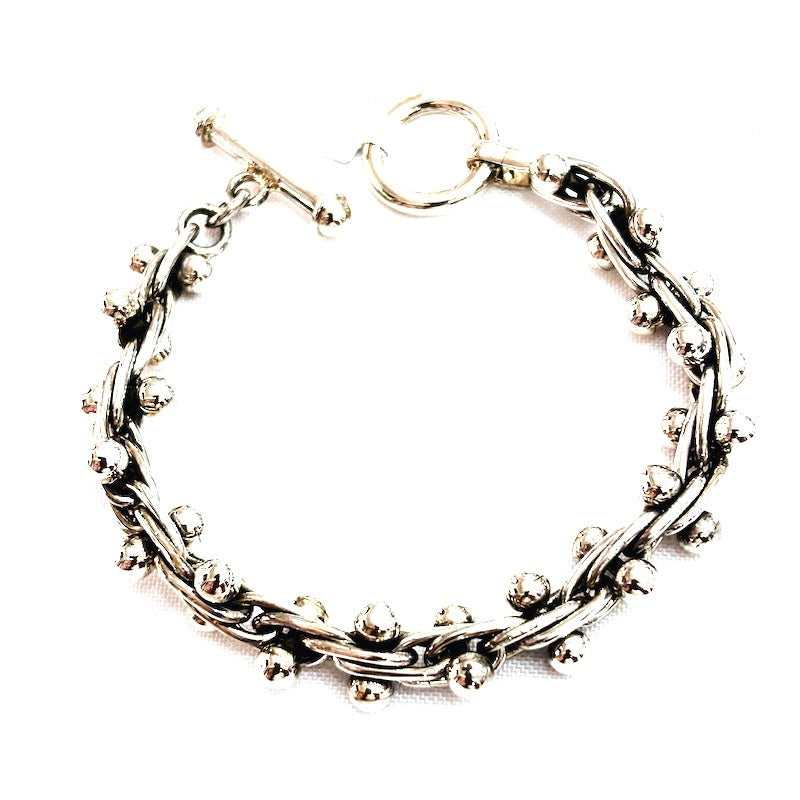 Small Size Silver Pearls Design Bracelet