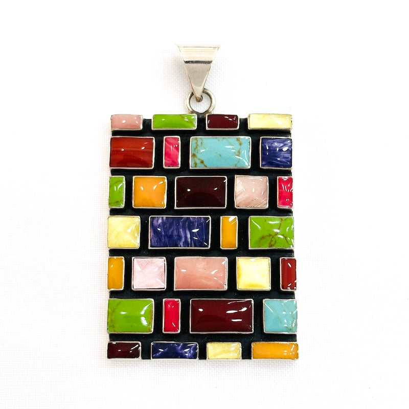 Large Size Multicolor Silver Pendant