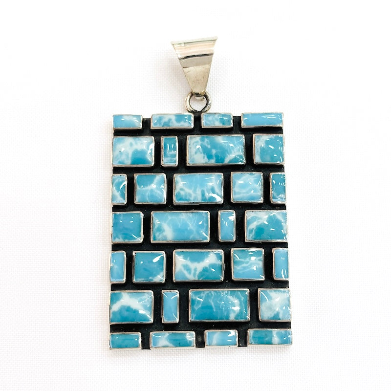 Large Larimar Brick Pattern Pendant