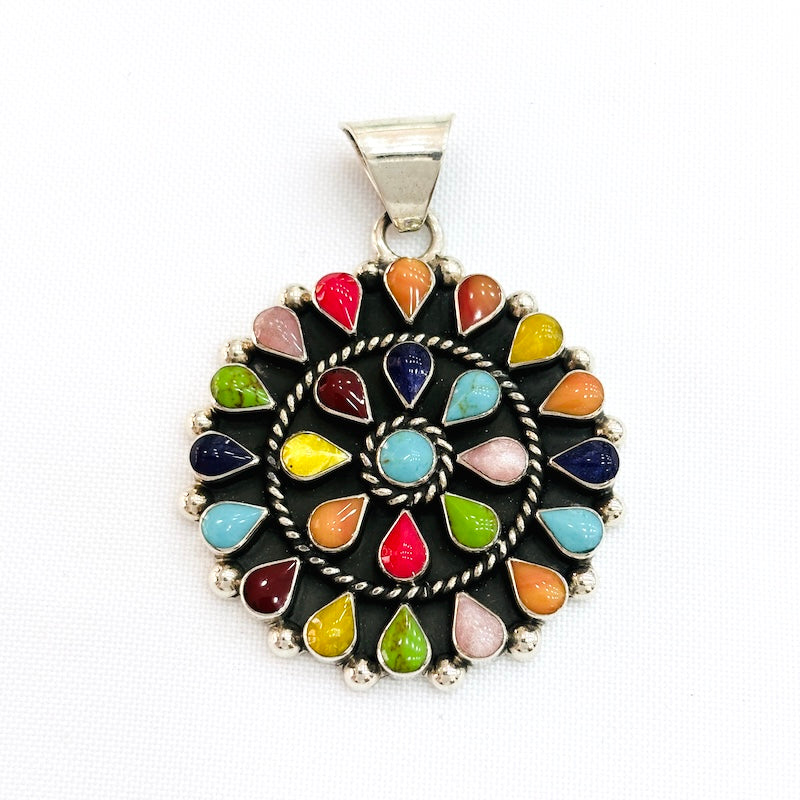 Colorful Round Silver Pendant