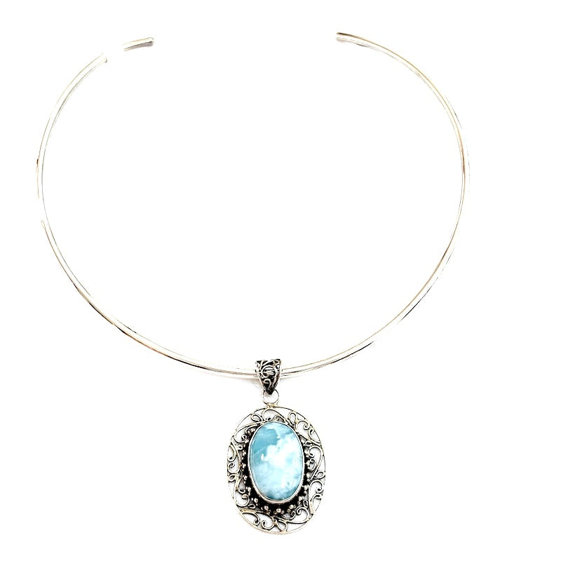 Beautiful Larimar Silver Pendant