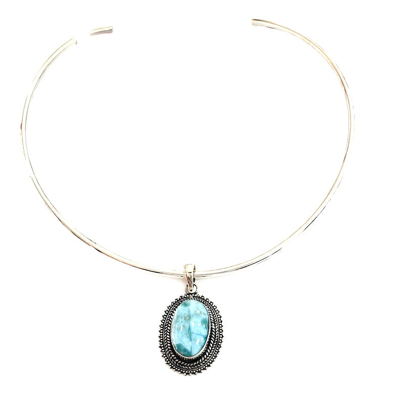 Beautiful Antique Style Larimar Pendant