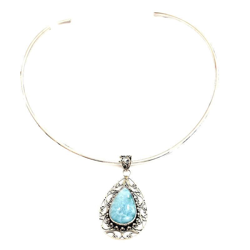 Elegant Antique Looking Larimar Pendant