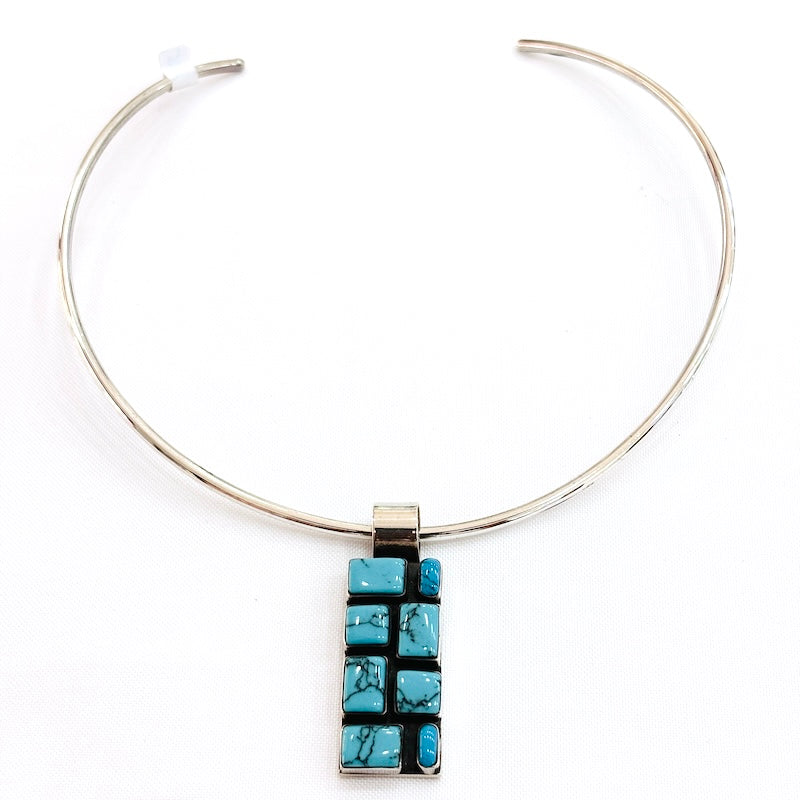 Rectangular Turquoise Silver Pendant