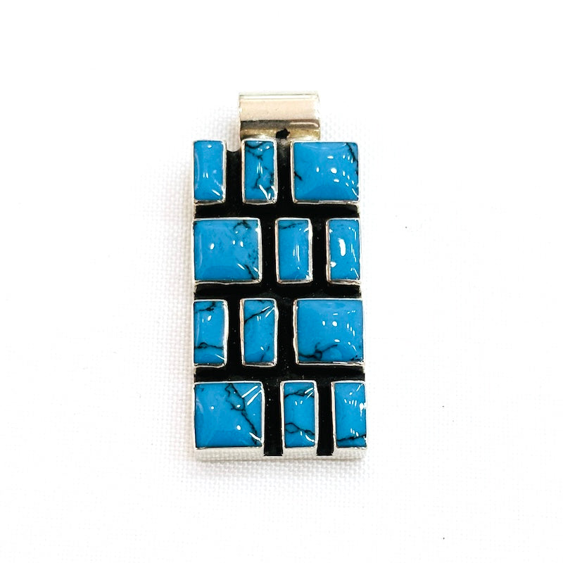 Dark Tone Turquoise Silver Pendant