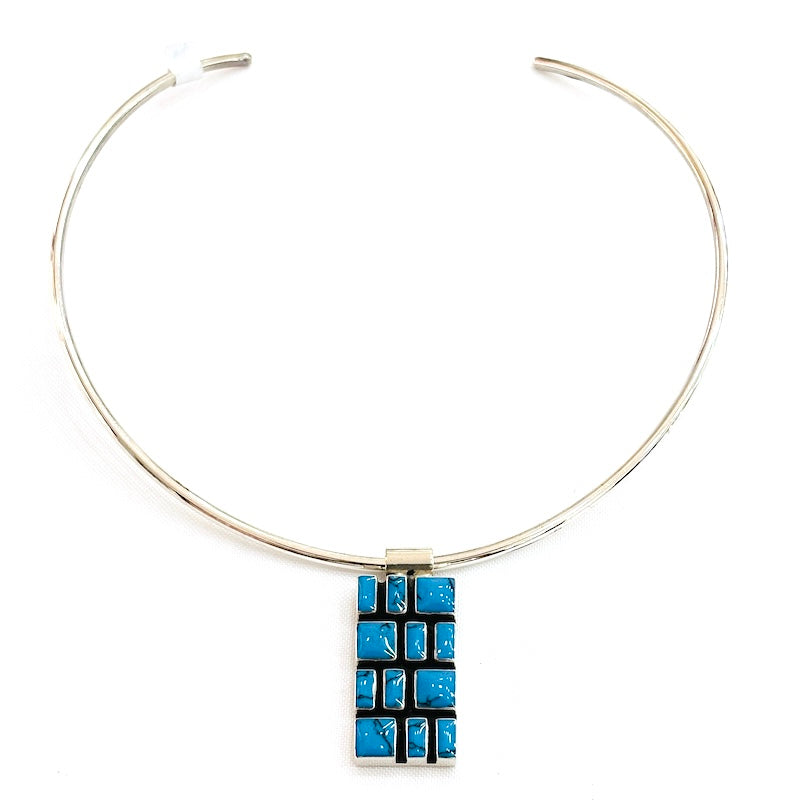 Dark Tone Turquoise Silver Pendant