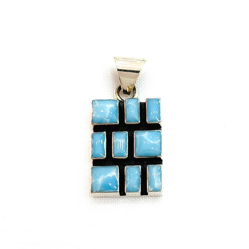 Larimar Brick Pattern-Design Pendant