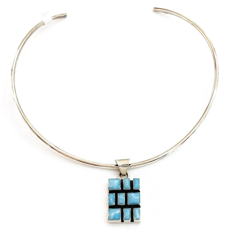 Larimar Brick Pattern-Design Pendant