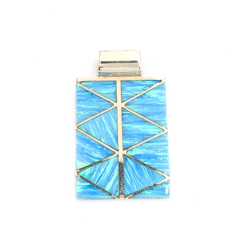 Beautiful Light Blue Silver Stripes Pendant