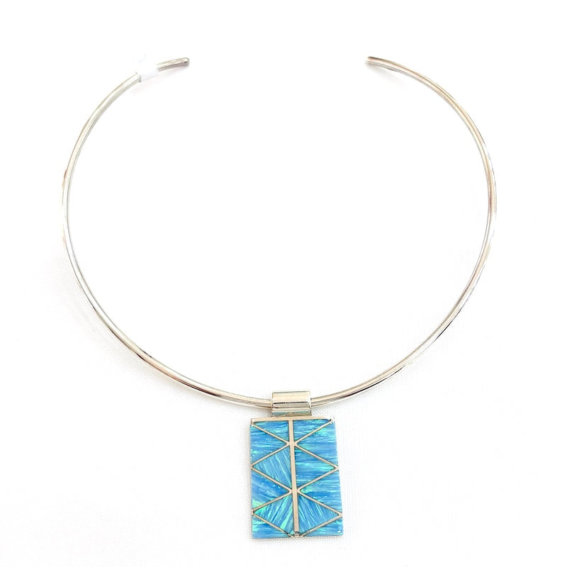 Beautiful Light Blue Silver Stripes Pendant