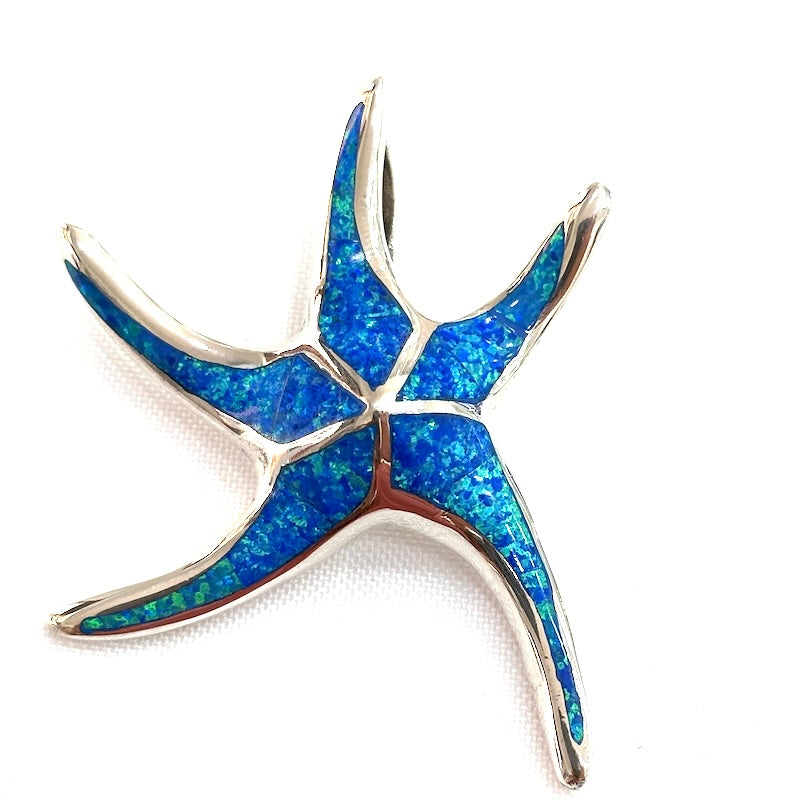 Beautiful Dark Blue Opal Starfish Pendant