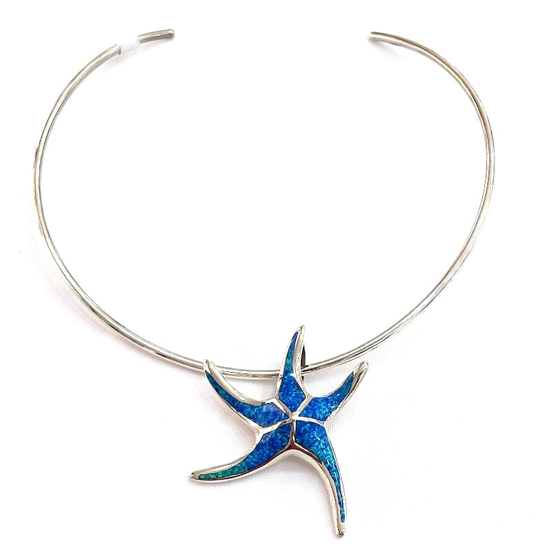 Beautiful Dark Blue Opal Starfish Pendant