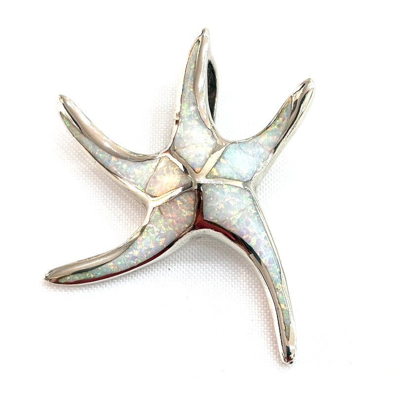 Lovely White Opal Starfish Pendant