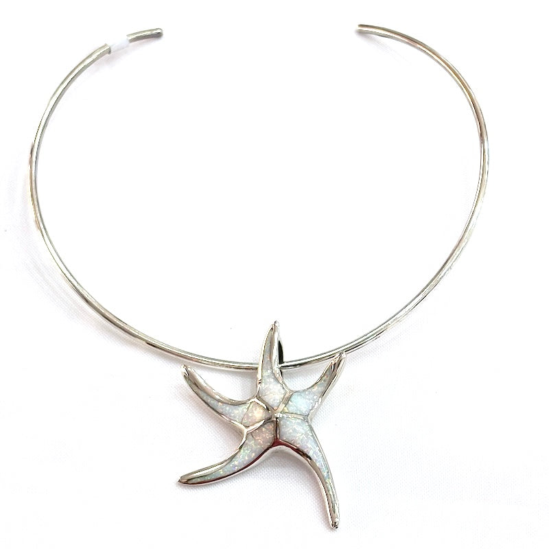 Lovely White Opal Starfish Pendant