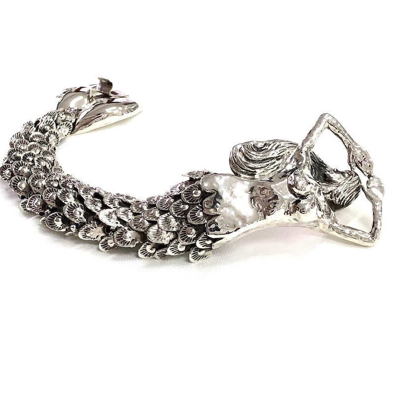Striking Mermaid Design Silver Bracelet